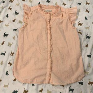 Loft Gingham Seersucker Ruffle Top